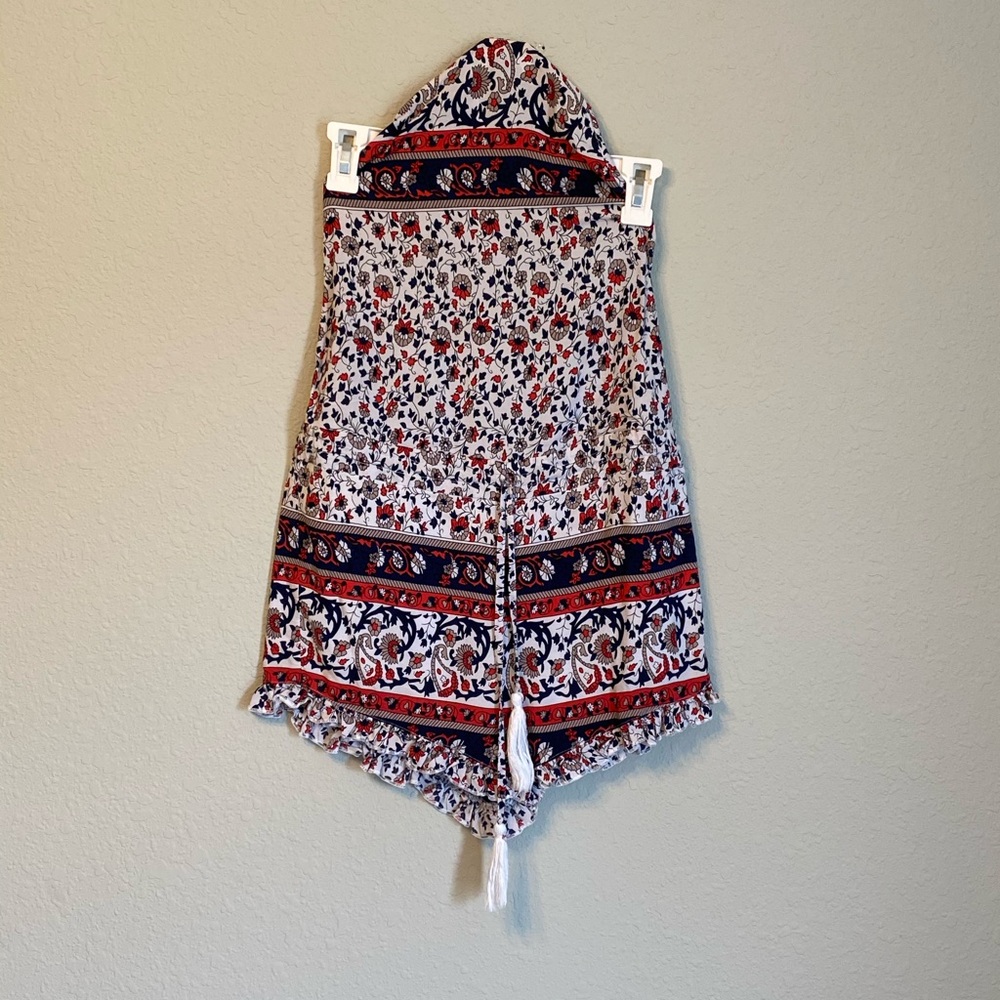 High neck, low back romper